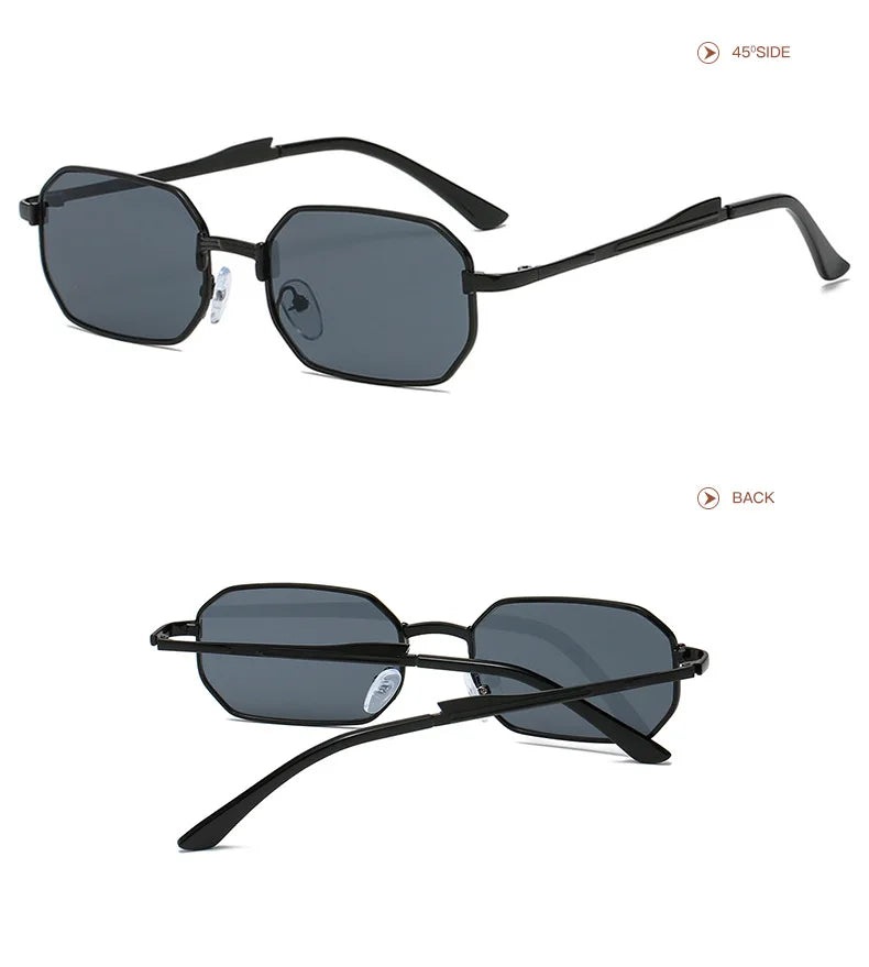 Narrow Sunglasses for Men Fashion Rectangle for Women Metal Luxury Brand Classic Sun Glasses