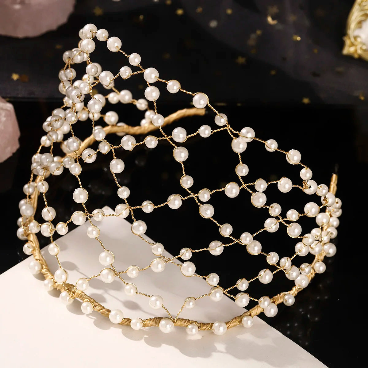 Elegant Handmade Weaving Tiara Hair Accessories Banquet Headpieces Exquisite Bridesmaid Gifts