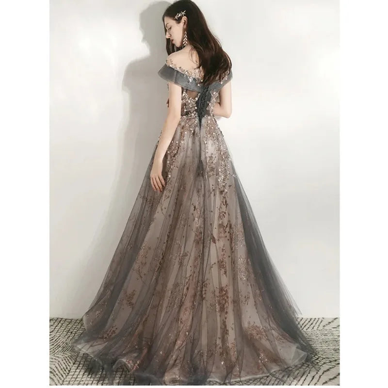Banquet Evening Dress Dress Female  New Style Temperament Company Annual Meeting Birthday Glitter Host Art Exam Tail Dress