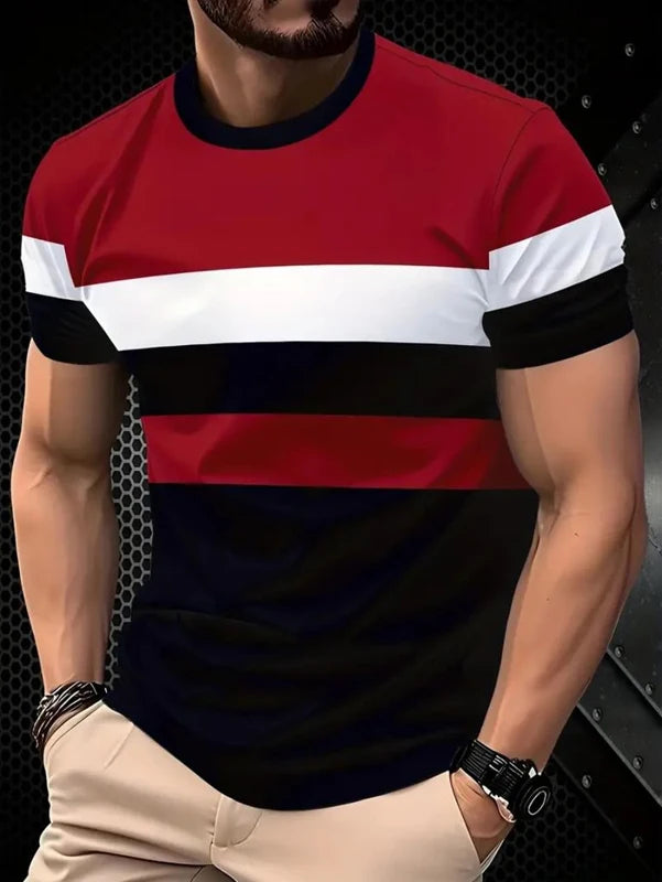 Summer Men Clothes Short Sleeve Round Neck Tops T Shirt Men Casual Fashion Fitness Running Sport Tops High Elasticity