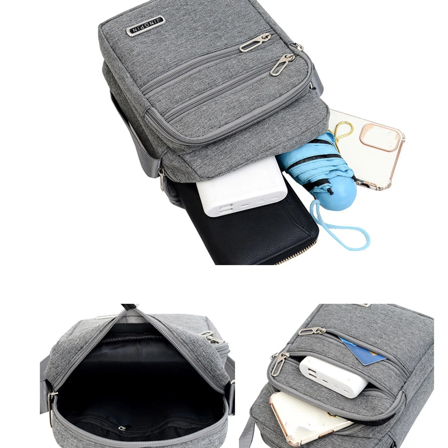 Men's Shoulder Bag Business Leisure Large Capacity Portable Handbag Zipper Multi Layer Waterproof Summer Male's Crossbody Bags