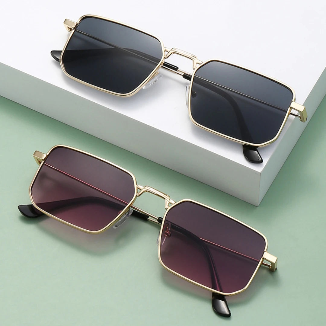 Men Brand Square  Driving Sunglasses Metal Narrow Frame Luxury Design Sun Glasses Women Anti UV400 Vintage Driving Sunglasses