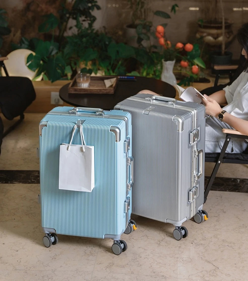 16"/20" Suitcase Carry-on Boarding for Women Travel Trolley Case with Aluminum Frame Password Lock Rolling Luggage 22/24/26/28"