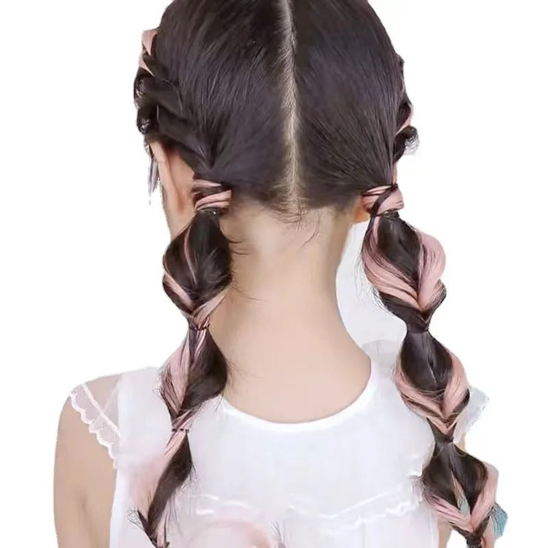 Sweet Kids Girl Wigs Hair Clip Cute Cool Candy Color Braid Wigs Hair Pin Hanging Ears Hair Dyeing Wig Headwear