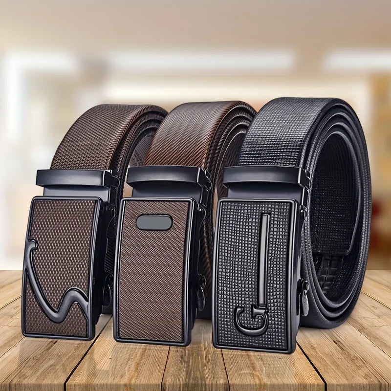 Men's Belt Metal Automatic Buckle Brand Men's High-Quality Belt Famous Brand Luxury Work Business Belt