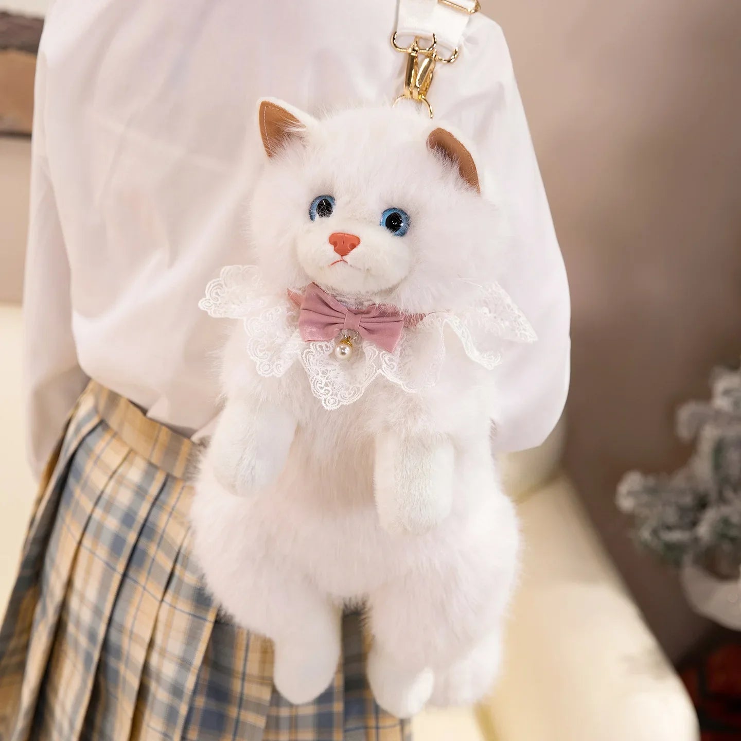 Simulated Puppet Cat Backpack Doll Cute Cat Backpack Plush Toy Daughter Birthday Gift