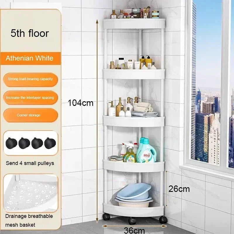 Tier Storage Shelf Rolling Cart Movable Bathroom Corner Triangle Shelfs Bathroom Corner Cabinet Shelf Rolling Storage Cart