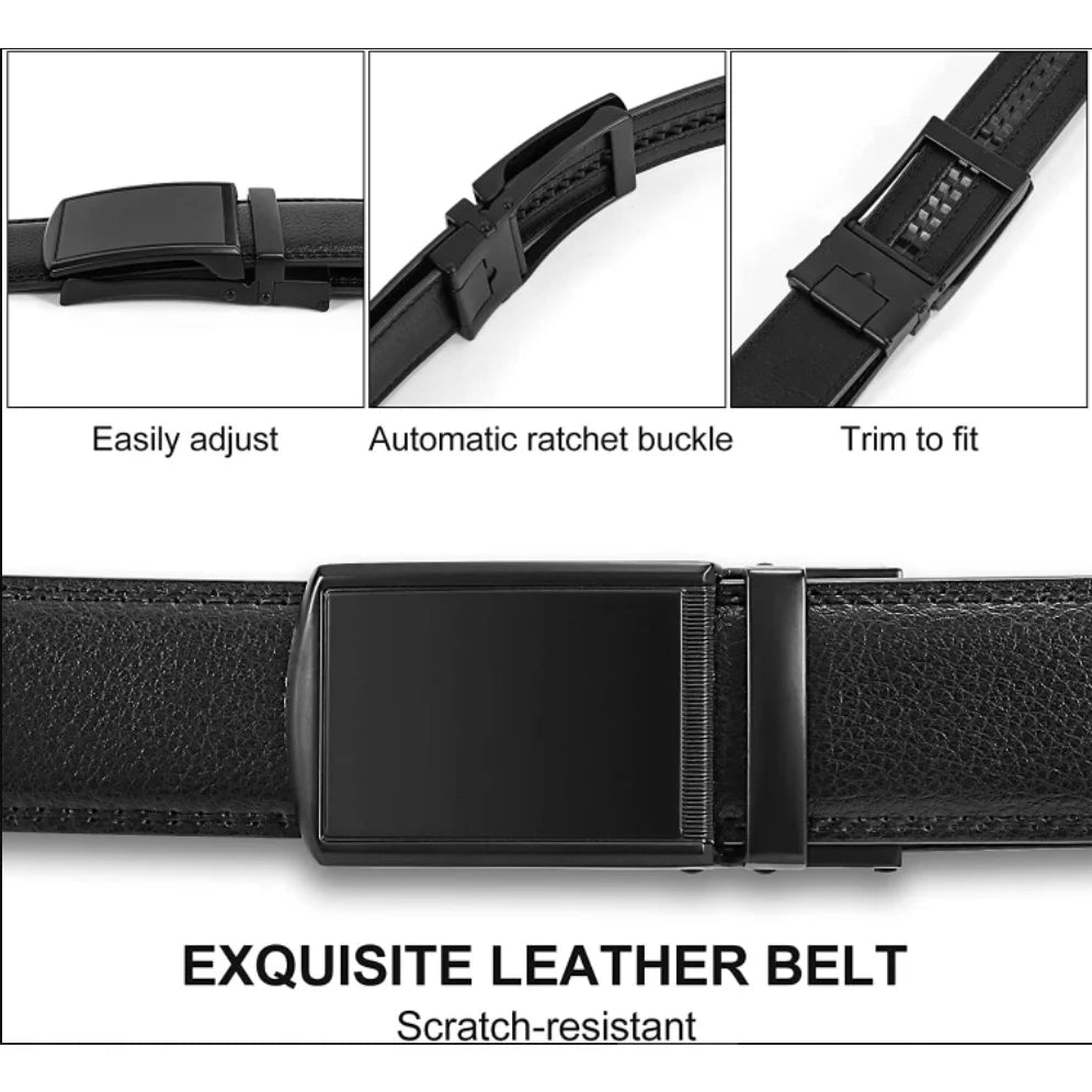 DOOPAI New Mens Belt Hollow Automatic Mens Belt Genuine Leather Luxury Belt  For Men Belt Male Strap Male Metal Automatic Buckle