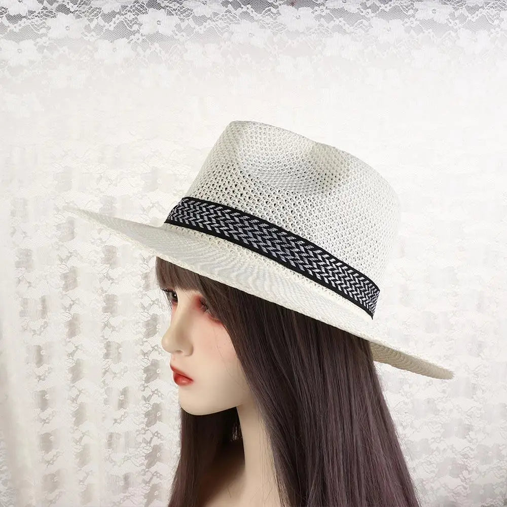 Fisherman Hat Cool Beach Dad Bowler Hat Bohemia Style Male Solid Color Panama Hat Old Man Sun Hat Middle-aged Men Straw Hat