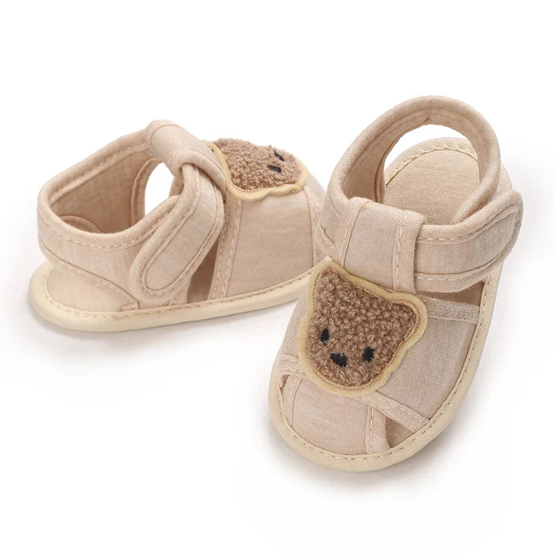 Summer Baby Walking Shoes Baby Shoes Male Sandals Female Cute Cartoon Breathable Shoes Soft Sole Non slip Shoes Headband