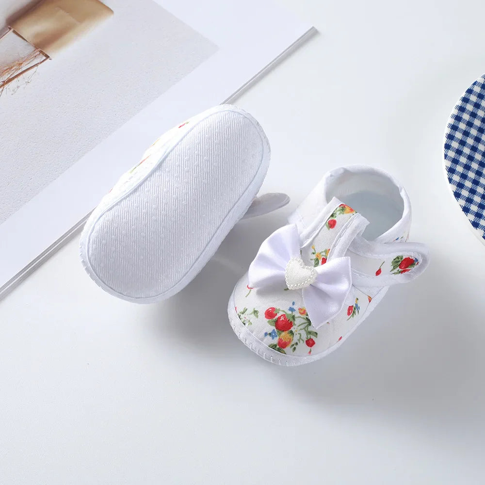 Newborn Baby Boy Girls Shoes Spring Autumn Lovely Floral Embroidery Anti-Slip Sneaker Crib Shoes Soft Cotton Cute First Walkers