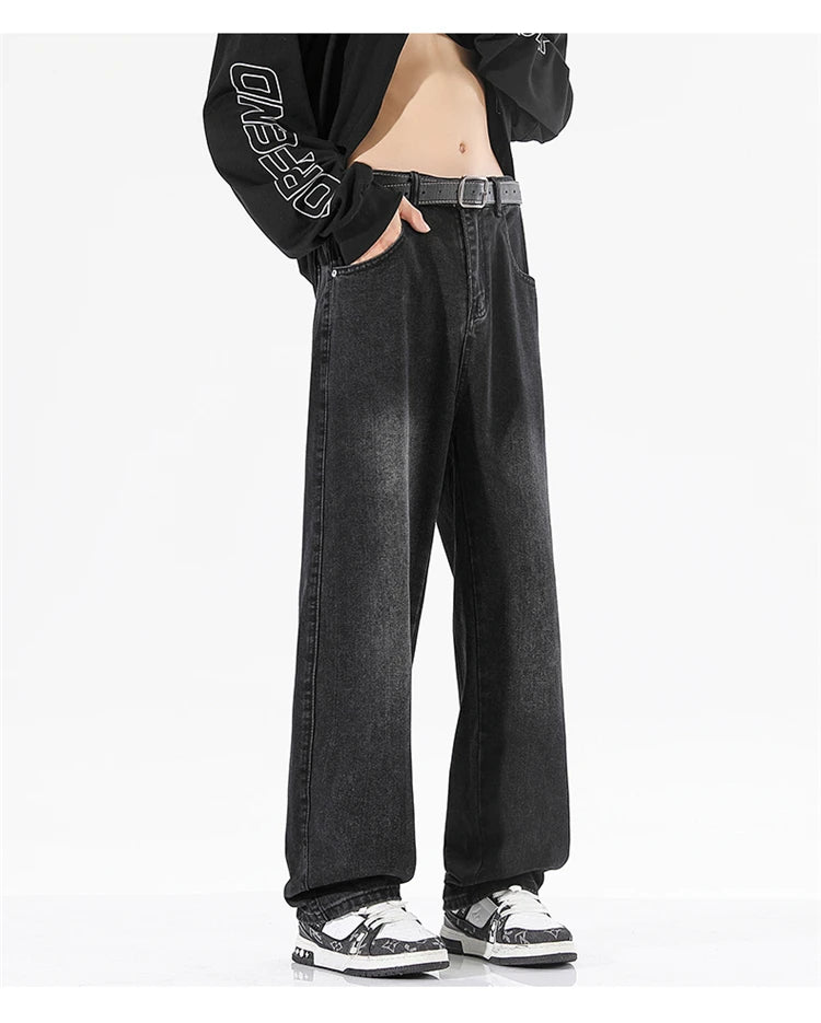 Men's Jeans Summer Thin Style Trendy Fashion 2025 New Boys Casual Versatile Loose Straight Wide-Leg Pants Men's