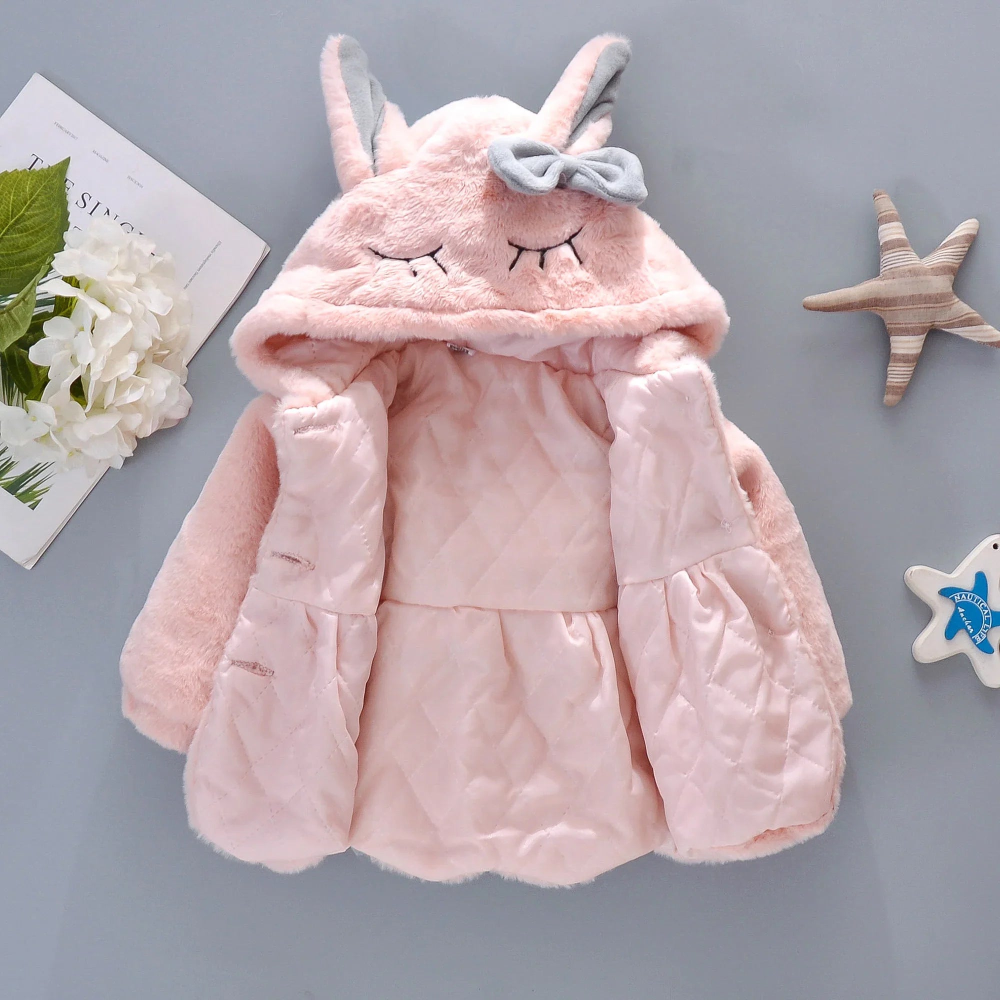 New Winter Coat Baby Girl Cold Protection Cute Hooded Coat With Free Bag For Kids (Available)