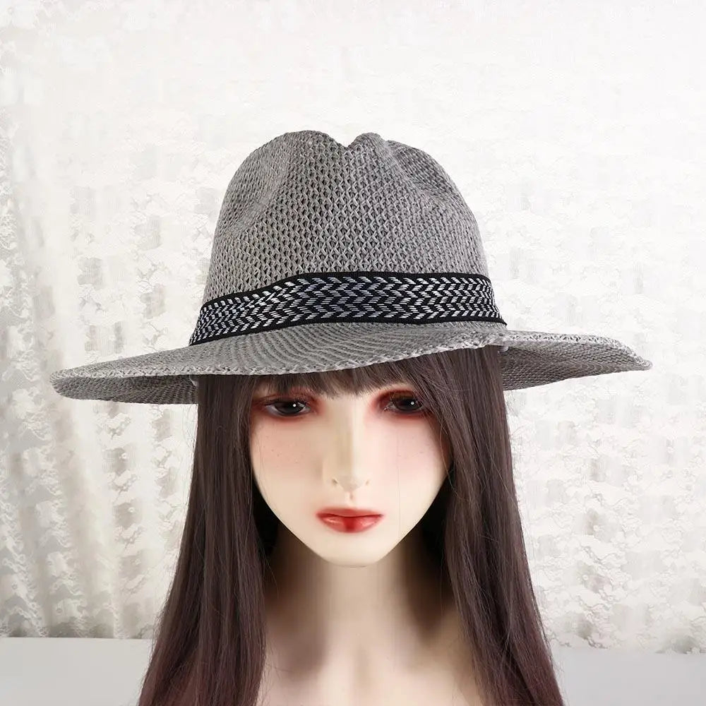 Fisherman Hat Cool Beach Dad Bowler Hat Bohemia Style Male Solid Color Panama Hat Old Man Sun Hat Middle-aged Men Straw Hat