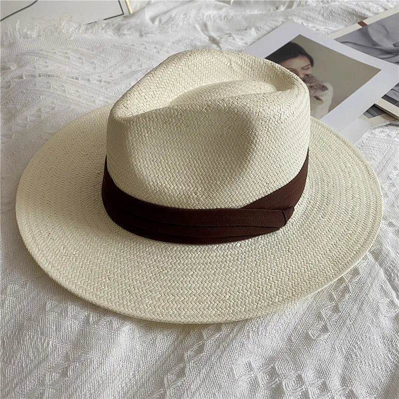 Men's Panama Hat Simple Unisex Five-point Straw Summer Travel Holiday Sun Hat Retro Hat gorras para hombres