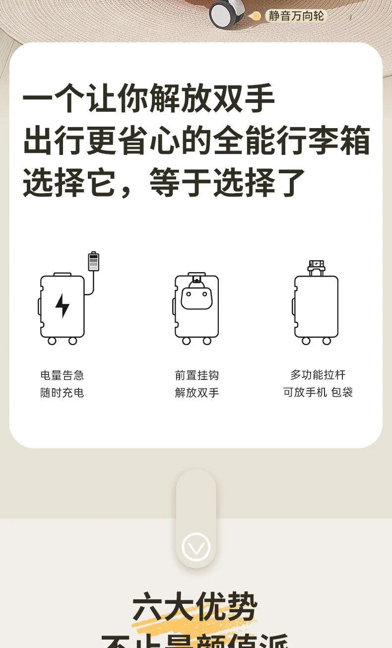 20 inch luggage case, new large capacity suitcase, 24 aluminum frame travel case, durable password box