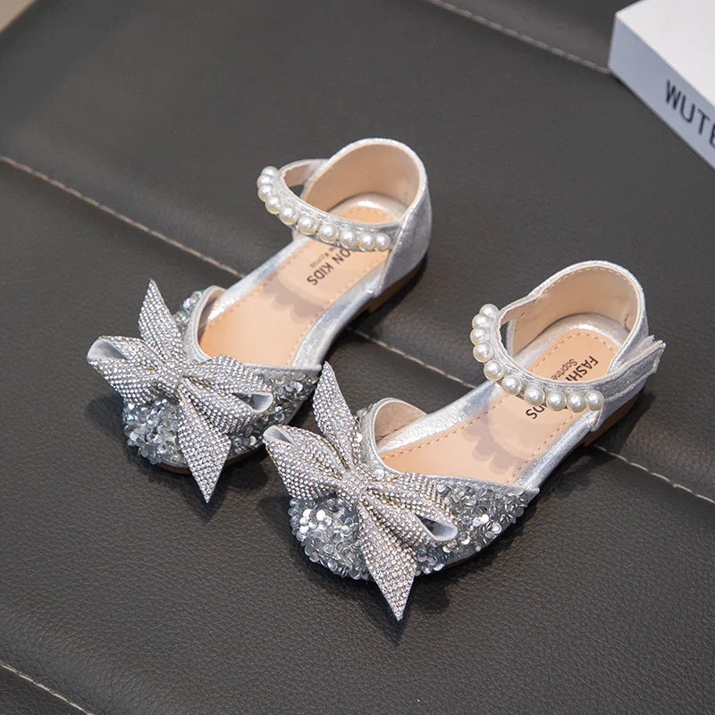 New Children Causal Dance Sandals Girls Rhinestone Flat Sandals Non-slip Fashion Kids Sequins Princess Performance Shoes