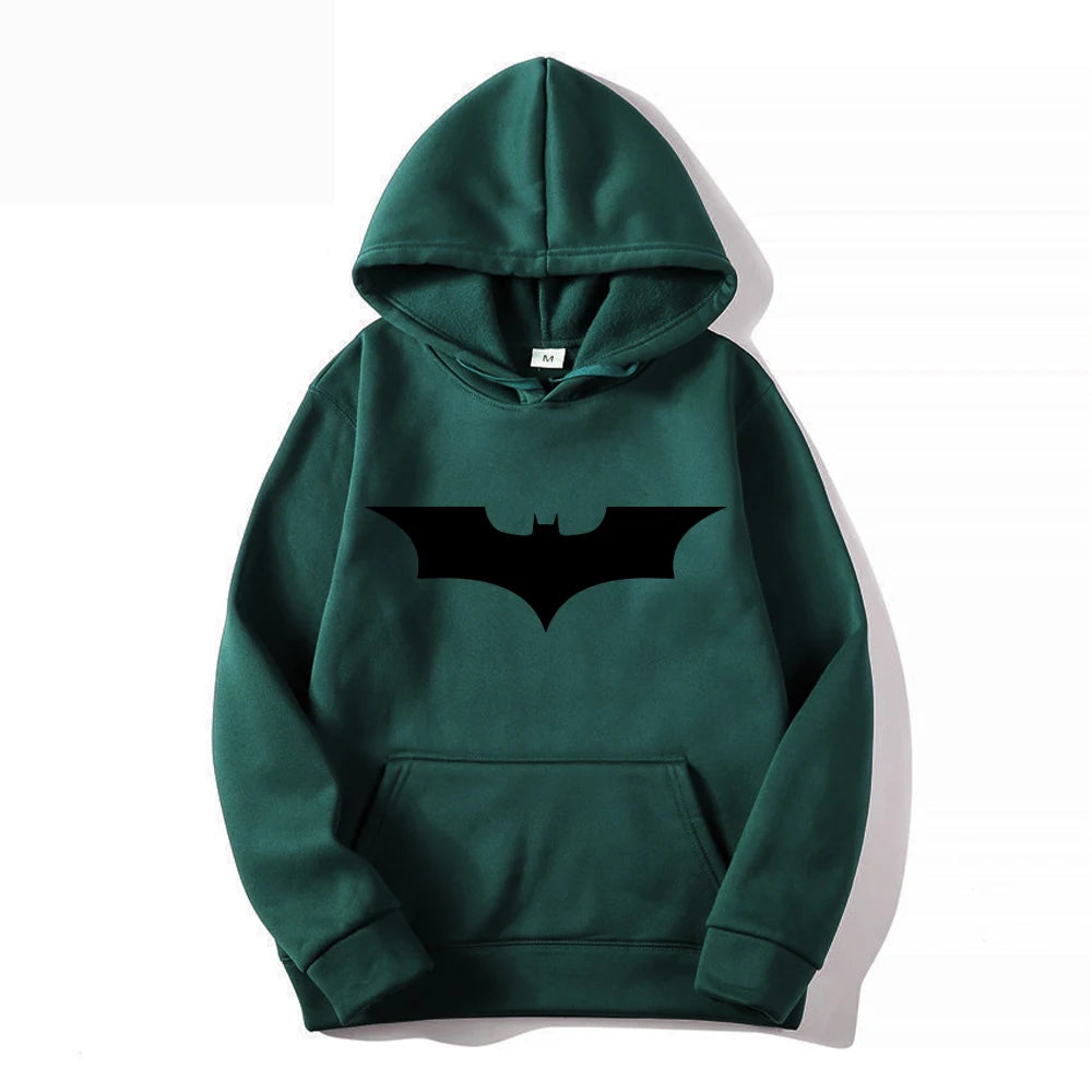 Men's hoodie and bat logo: Fashionable and comfortable hooded sweatshirt, a fan of heroes