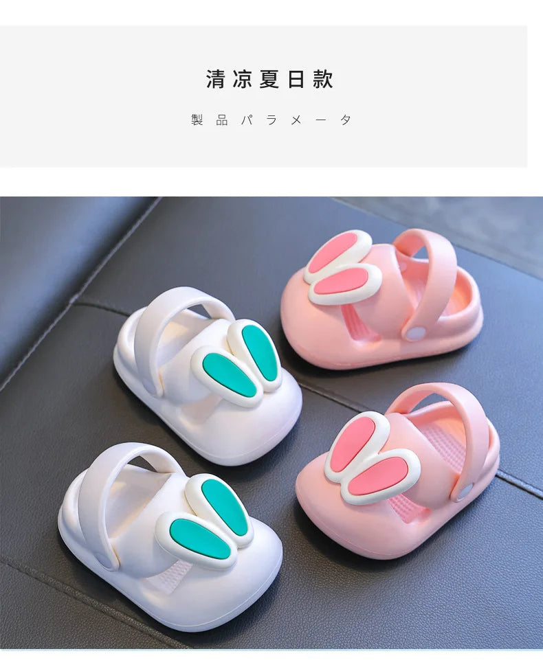 New Summer Children Sandals Kids Cartoon Rabbit Slippers Toddler Boys Girls Soft Sole Shoes Anti-Slip Indoor Bathing Slippers