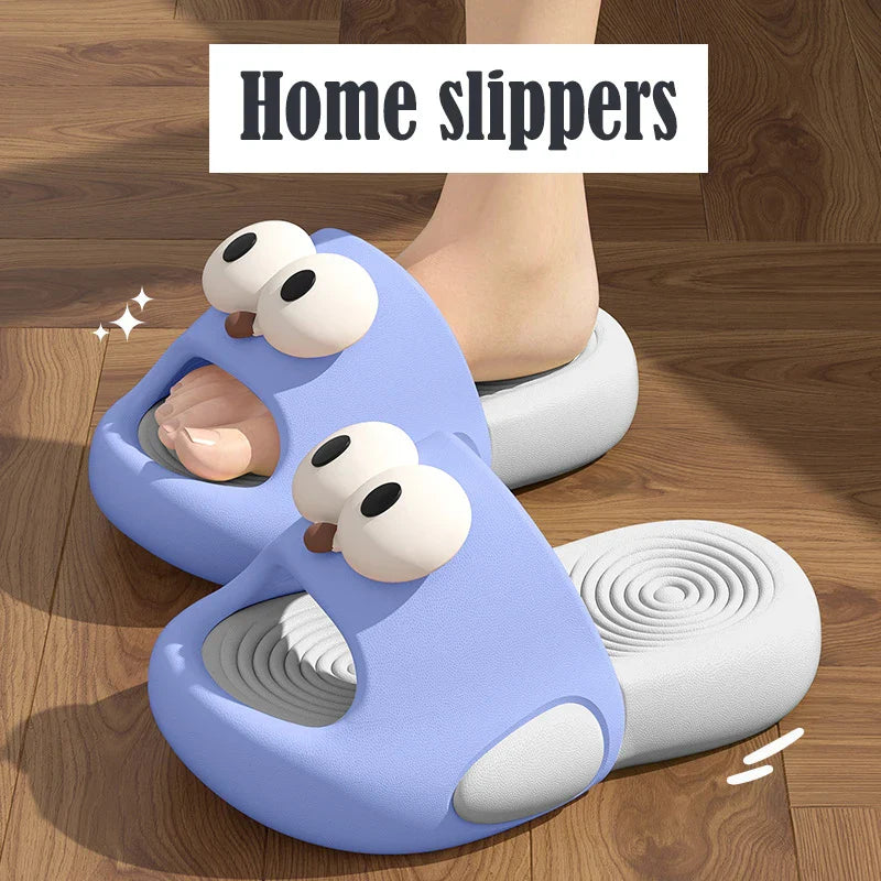 New Child Slippers Lovely Big Eyes Pattern Girls' Shoes EVA Thick Sole Ssandals For Kids Comfortable Girl Slippers