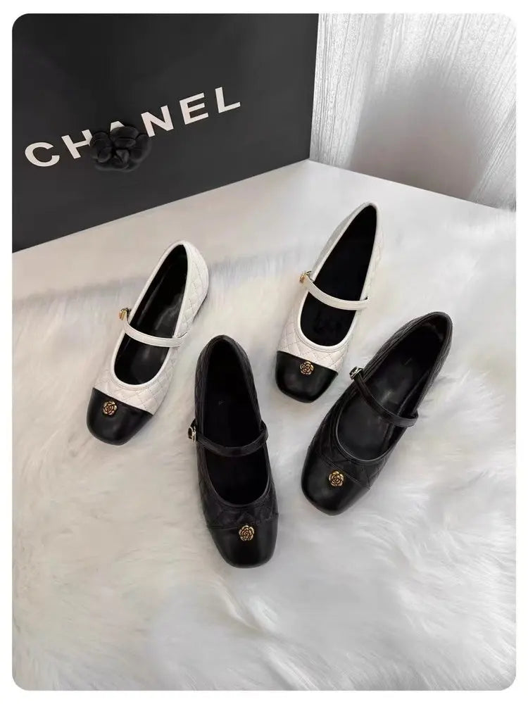 Spring and Autumn temperament commuting shallow mouth single shoe square toe Mary Zhen single shoe women