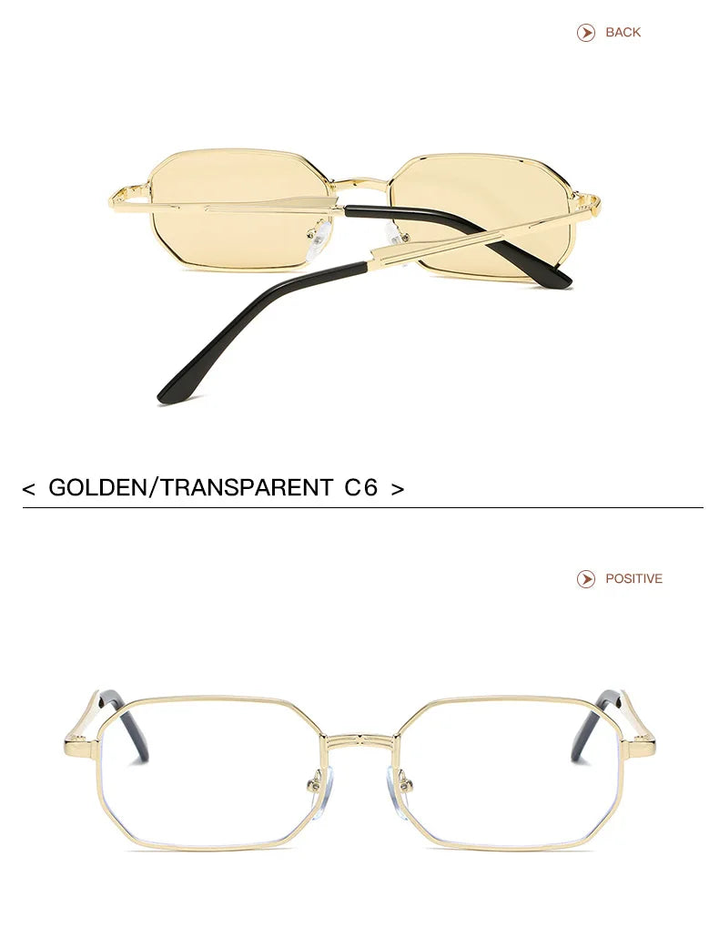 Narrow Sunglasses for Men Fashion Rectangle for Women Metal Luxury Brand Classic Sun Glasses