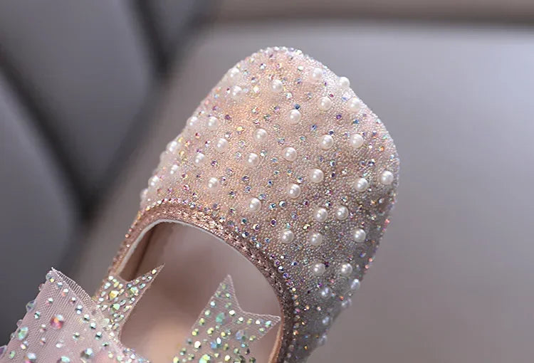 Fashion Children's Bow Rhinestone Sequin Kids Shoes Baby Party Student Flat Performance Shoes