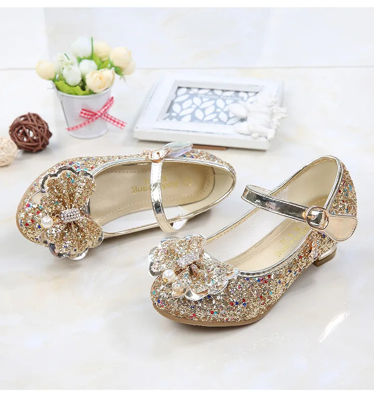 Children's Shoes  Princess Shoes Girl's Fashion Sandals Crystal Princess Shoes Blue Pink Silver