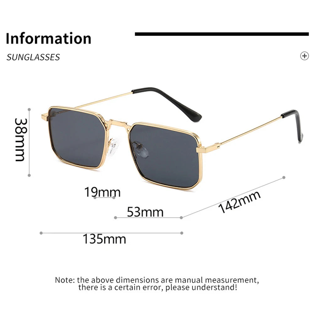 Men Brand Square  Driving Sunglasses Metal Narrow Frame Luxury Design Sun Glasses Women Anti UV400 Vintage Driving Sunglasses