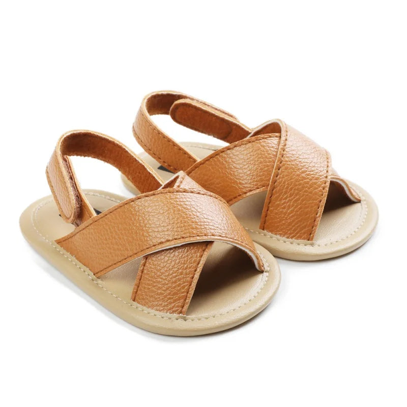 Summer Baby Boys Girls Shoes PU Solid Color Anti-Slip Infant Sandals Toddler First Walkers Casual Newborn Shoes 0-18M (Available)