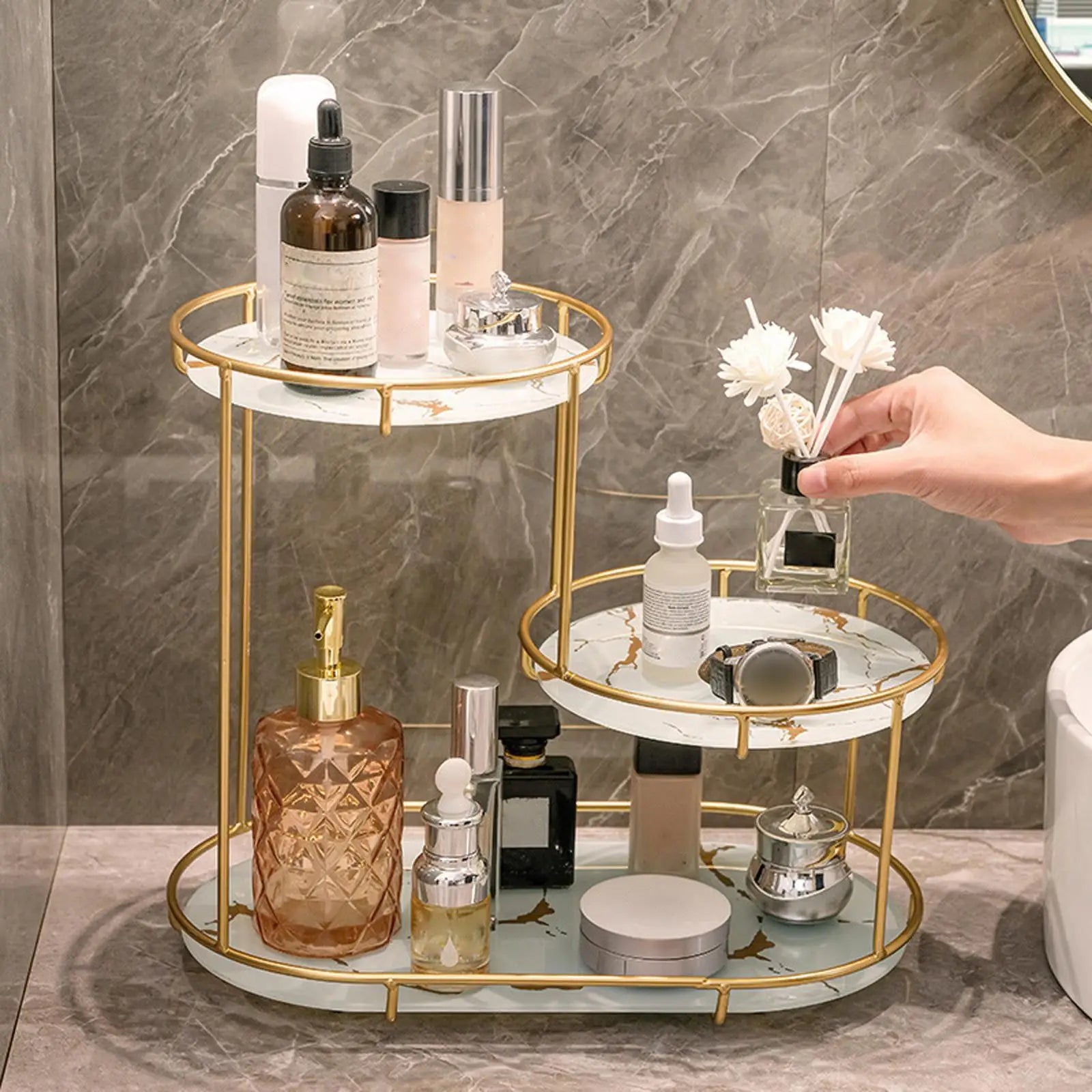 Cosmetic Decorative Tray three tier Perfume Organiser for Bathroom Decor