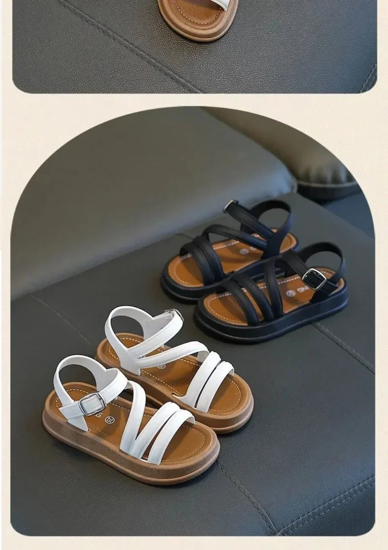 1-10Y Baby Girls Sandals Summer Children's New Cool Fashion Princess Cute Versatile Shoes for Students Flat Sandal Casual Shoe  (Available)
