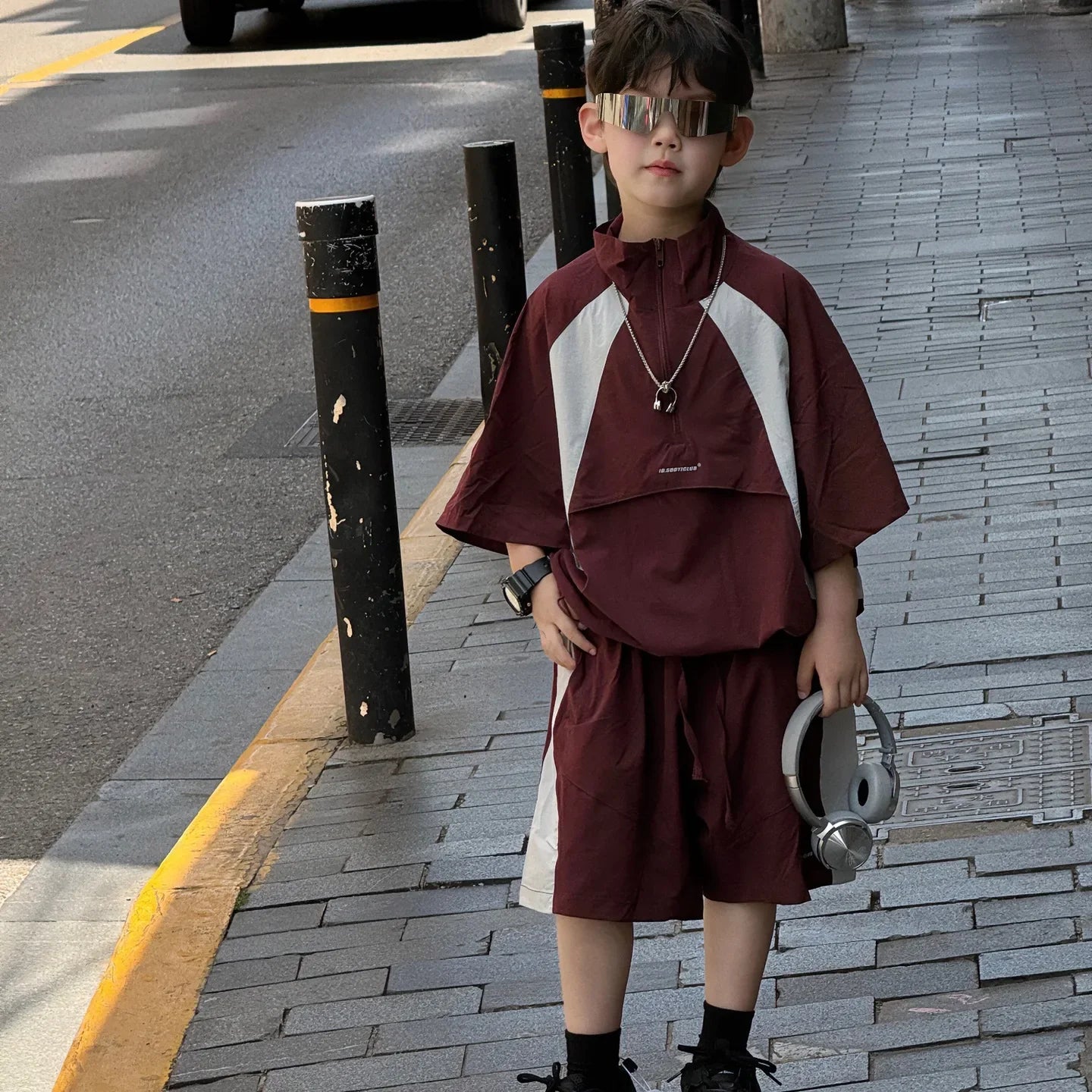 New Handsome Casual Work Clothes Set for Children, Boys' Sports and Leisure, Breathable Two Piece Set, Trendy