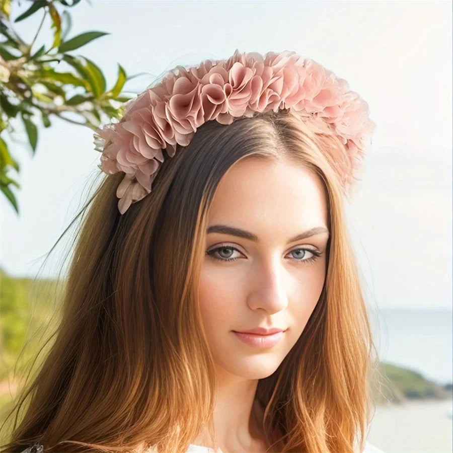 Advanced Handmade Flower Girls Headbands Cute Pearl Feather Wedding Crown Princess Dance Party Headwear Fashion Hoop Accessories