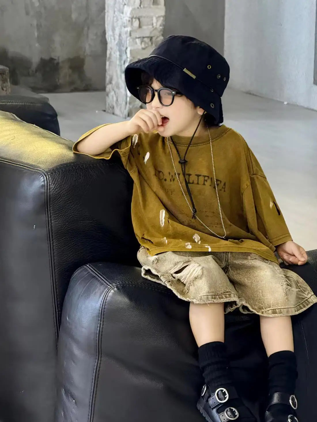 Summer Outfit New Perforated Denim Shorts Children's Clothing