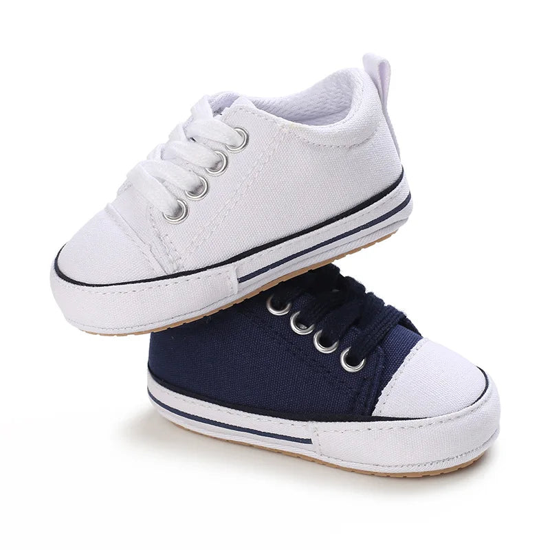 Baby Boys Girls Canvas Shoes Non-slip Rubber Sole Comfortable Soft Unisex Baby Basketball Shoes 0-18M