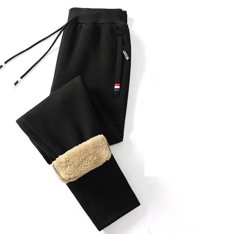 Winter Lambswool Warm Casual Pants Men's Fitness Jogging Sweatpants Male Solid Drawstring Bottoms Fleece Straight Trousers M-5Xl (Available)