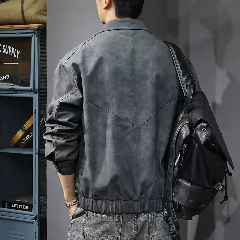 Mens Jacket Vintage Motorcycle Jacket Coat Outerwear Spring Autumn Fashion Casual Jackets for Men New in Jackets Working Jacket