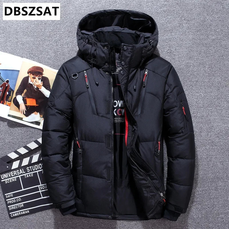 '-20 Degree Winter Down Coat Men White Duck Down Parkas Jacket Mens Thick Warm Snow Parka Jacket Overcoat Windbreaker Warm Parkas  (Available)