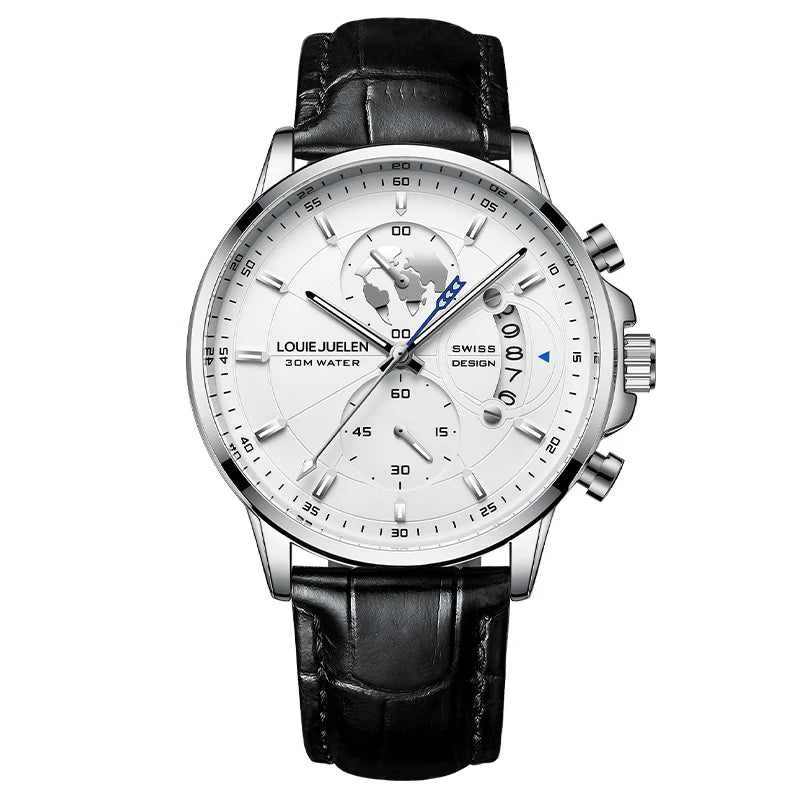 Mens Watches Waterproof Chronograph Sports Watches Men Quartz Wristwatches Brand Luxury Leather Watch For Men Casual Business