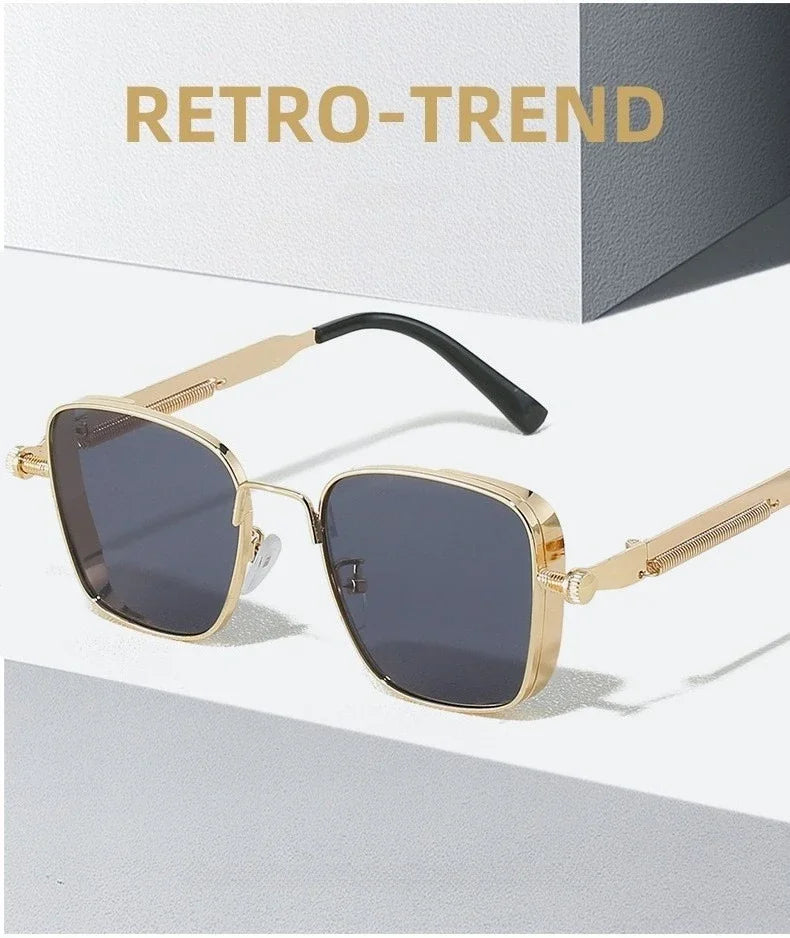 Sun Glasses New Eyeglasses Vintage Steampunk Square Metal Sunglasses Fashionable Versatile Unisex Eyewear Unique Statement Style