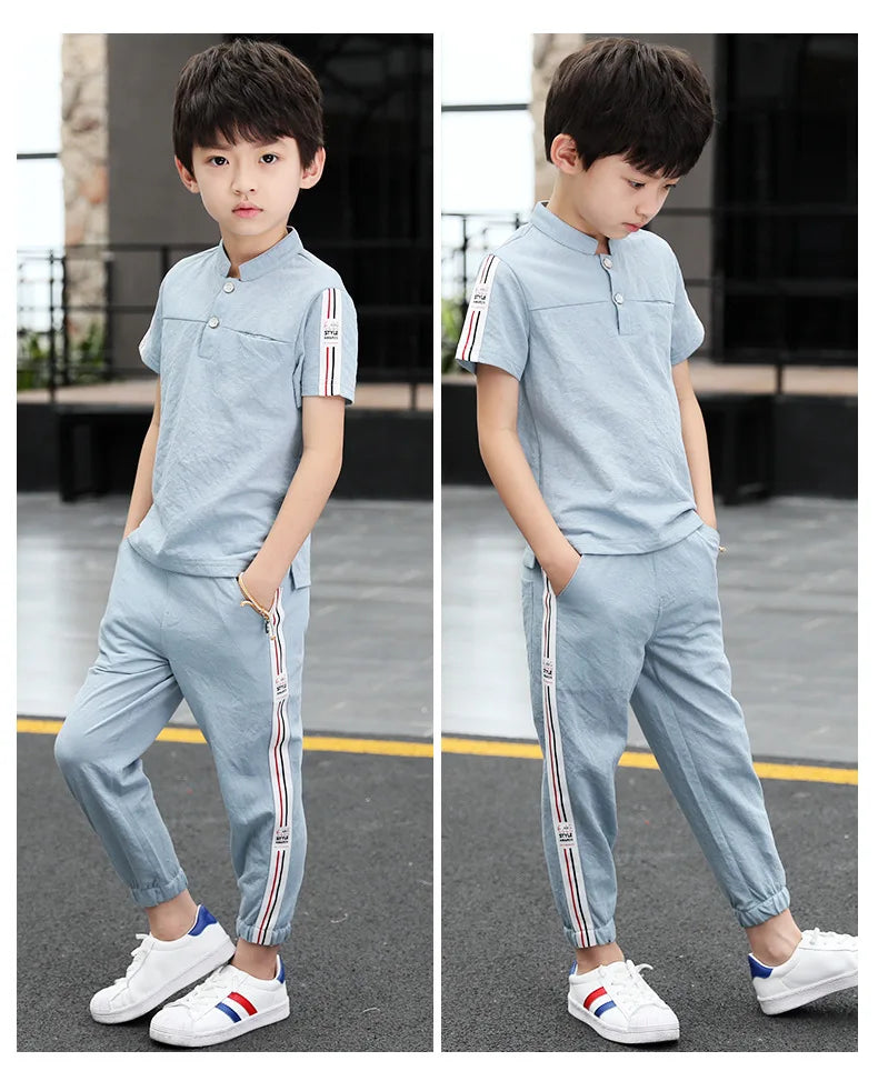 New Summer Boys Clothing Sets Children T-shirt Short Sleeve +Pants Set Two Pieces Set Kids Baby Boys Clothes 6 8 10 Years Old