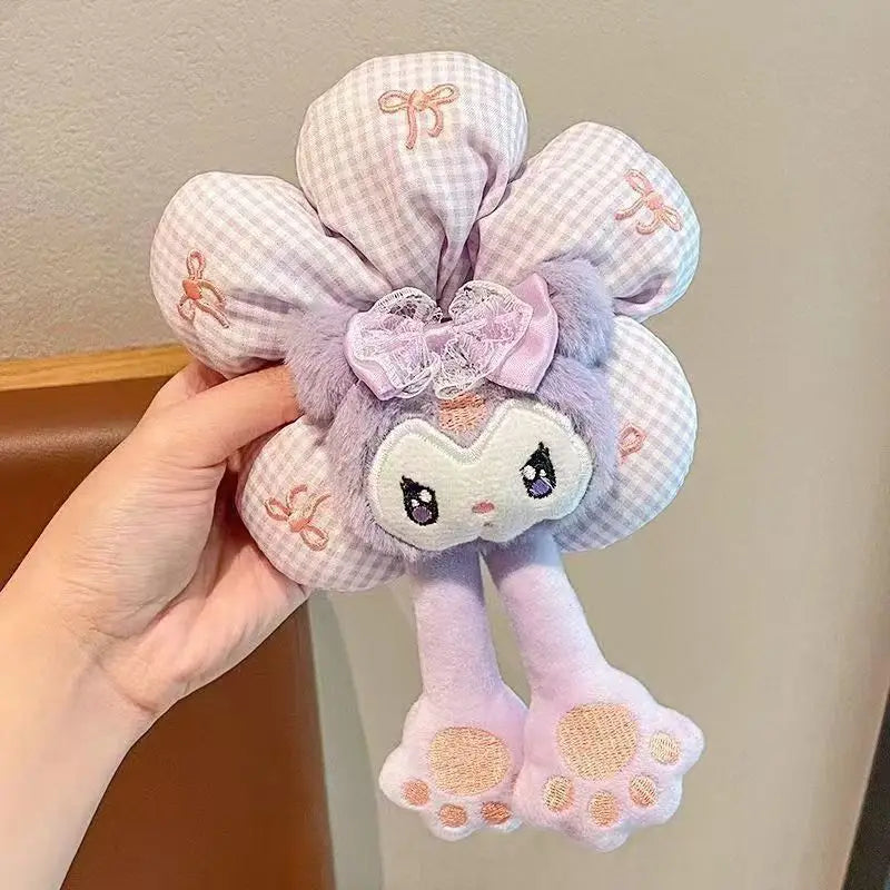 Sanrio Cute Cartoon Animal Flower Large Intestine Scrunchie My Melody Head Rope Kuromi Kawaii Head Tie Hair Rope Hair Ornament
