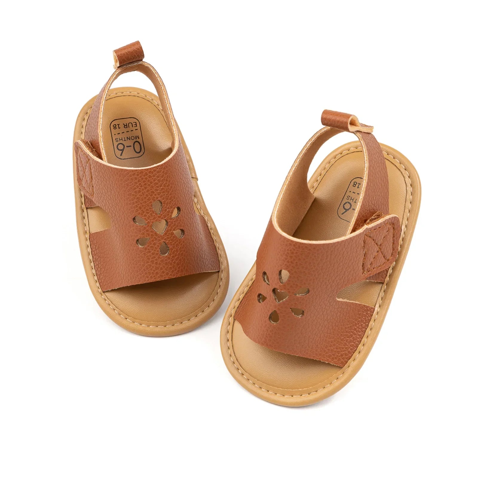 Baby Girl Summer PU Sandals Anti-slip Soft Sole Open-Toe Flower Hollow Shoes for Outdoor, School, Party