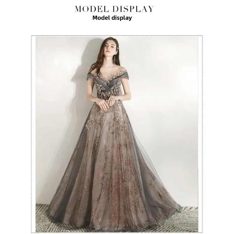 Banquet Evening Dress Dress Female  New Style Temperament Company Annual Meeting Birthday Glitter Host Art Exam Tail Dress