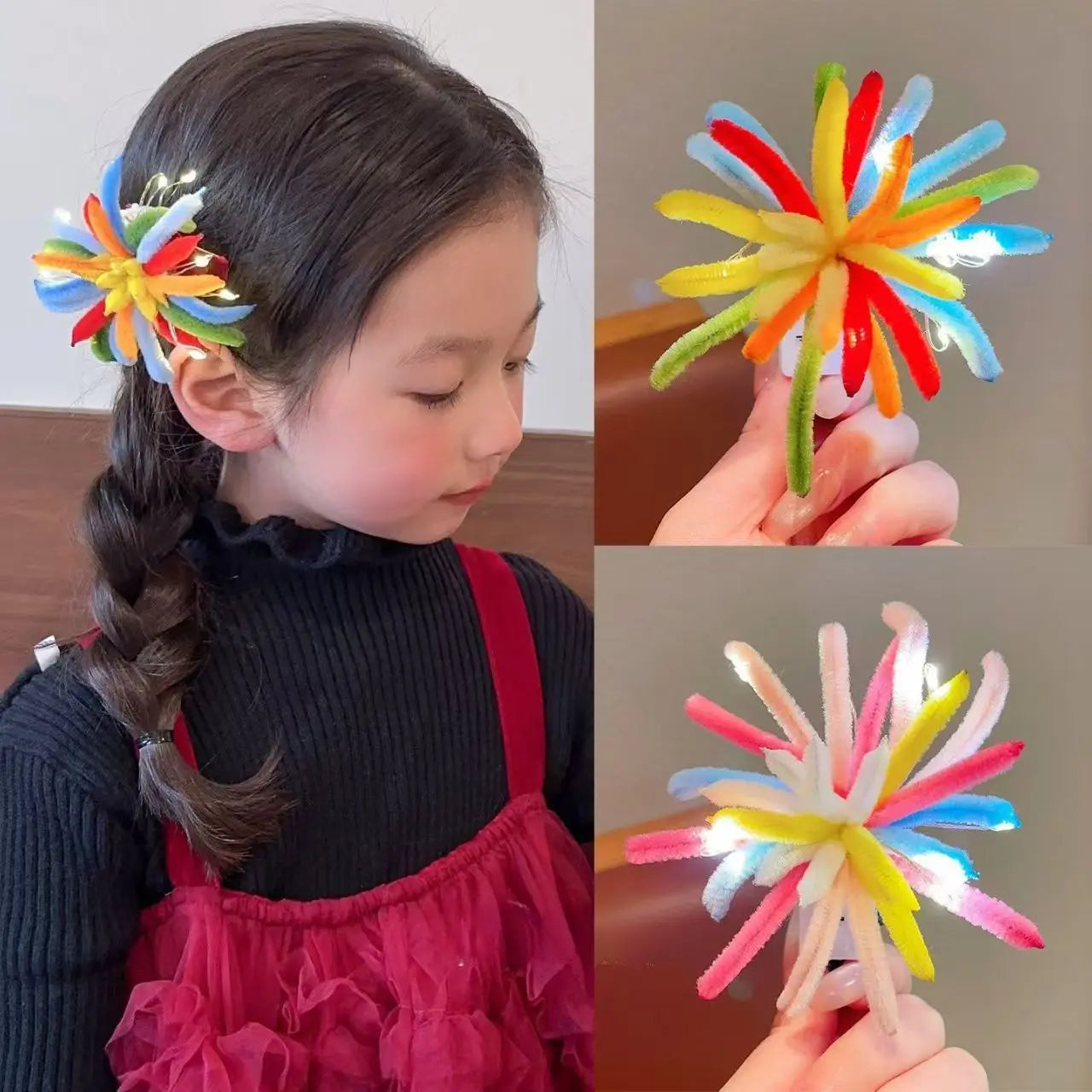 Twist Bar Fire Works Hair Clip Women Fashion Spring Festival Eve Atmosphere Photography Props New Year Hairpin Hair Accessory