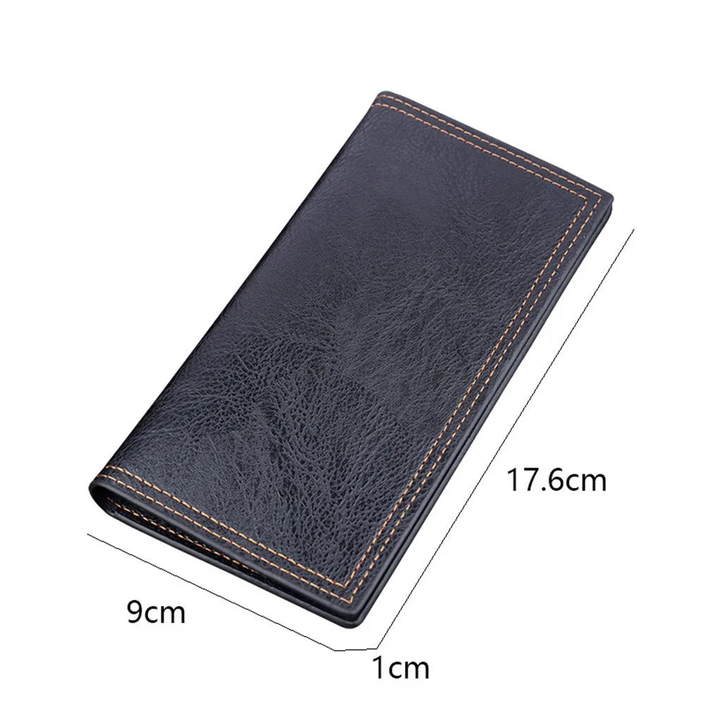 Classic  Men'S Wallet Long Oil Wax Leather Long Wallets Gift Vintage Card Simple Storage Big Money Clip ID Bag Card Holder