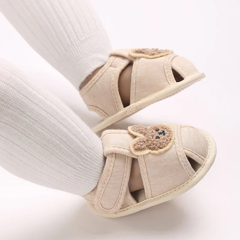 Summer Baby Walking Shoes Baby Shoes Male Sandals Female Cute Cartoon Breathable Shoes Soft Sole Non slip Shoes Headband