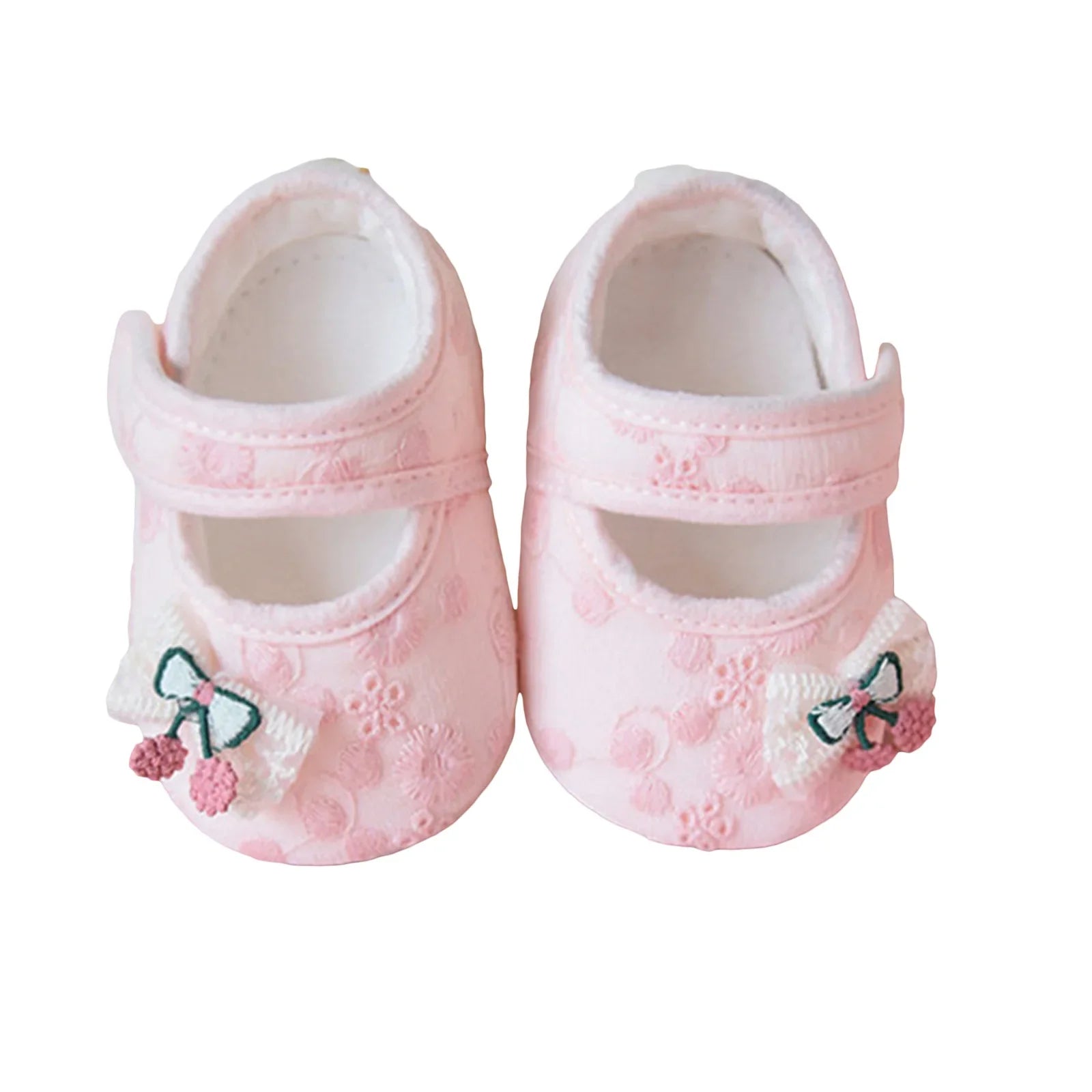 Baby Girl Cute Flats Non-slip Soft Soles Butterfly/Cherry Mary Jane Shoes Casual Walking Shoes for Newborn Toddler