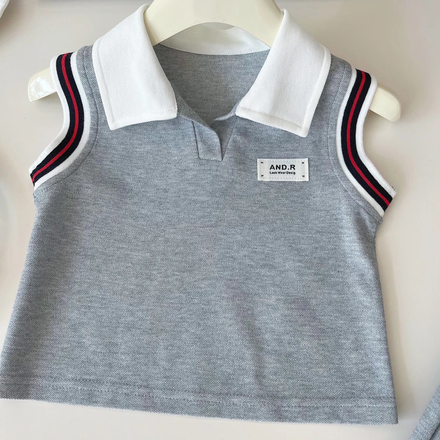 Baby Girl College Style Summer 2PCS Clothes Set Polo Collar Kid Girl Vest Top Set Thin Stylish Stripe Pleated Skirt Belle Outfit